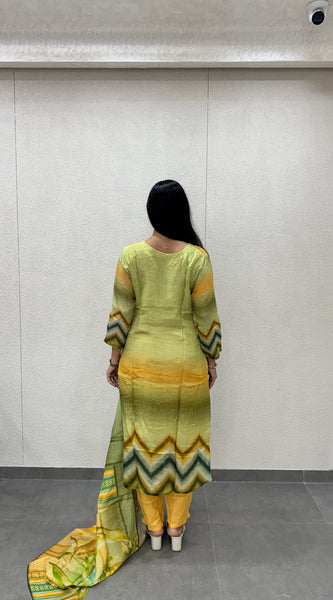 Yellow & Olive Green Kurta Set