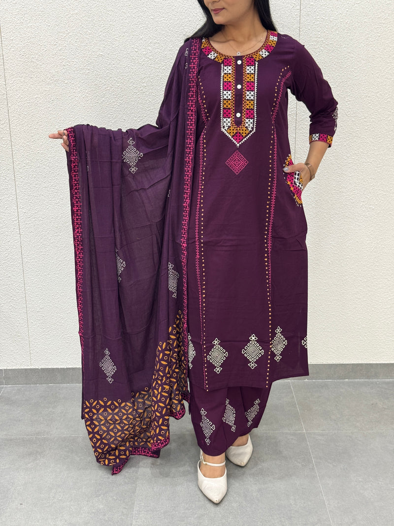 Deep Purple Kurti Set