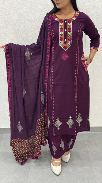 Deep Purple Kurti Set
