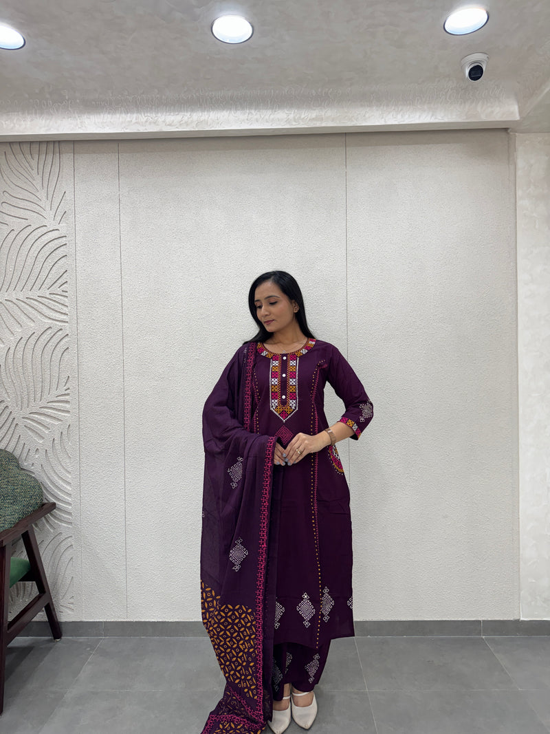 Deep Purple Kurti Set