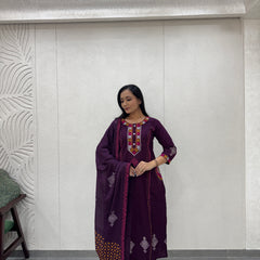 Deep Purple Kurti Set