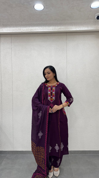 Deep Purple Kurti Set