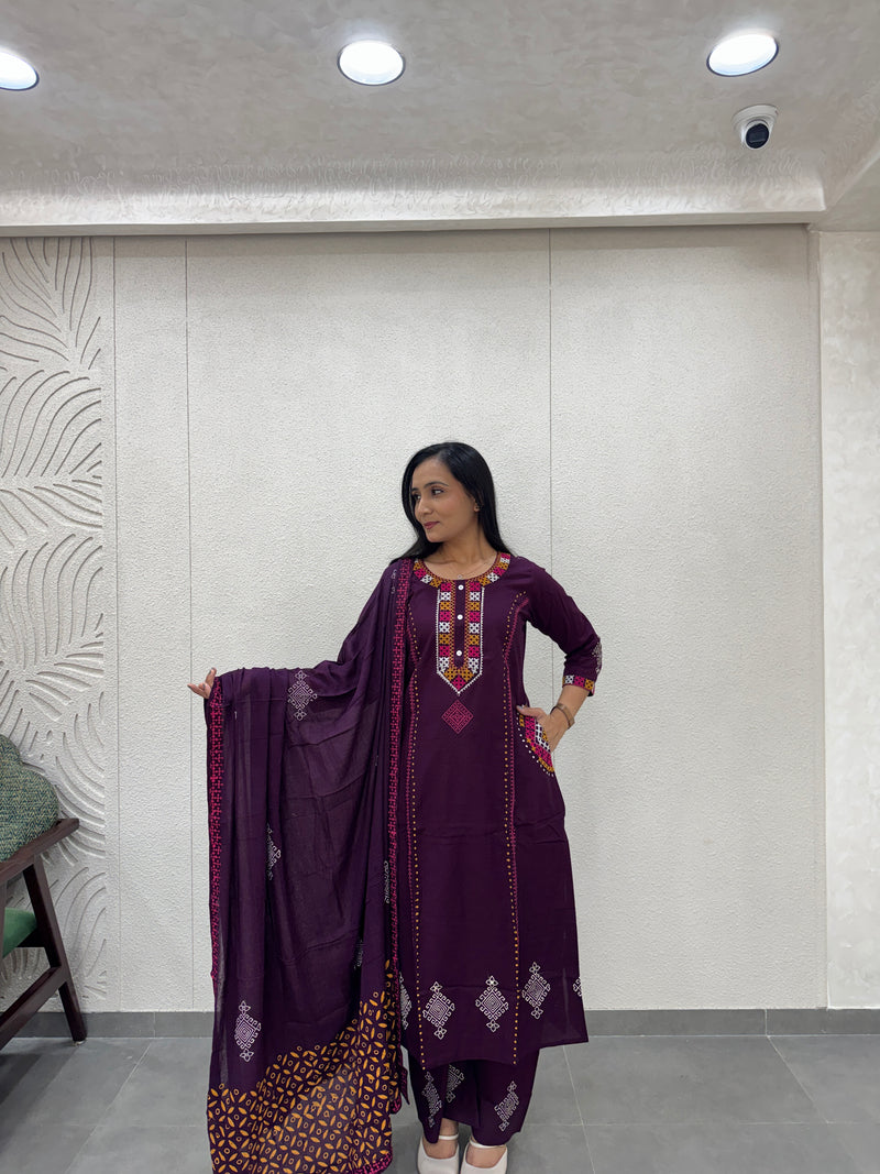 Deep Purple Kurti Set