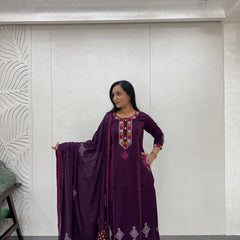 Deep Purple Kurti Set