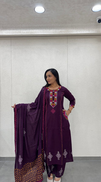 Deep Purple Kurti Set