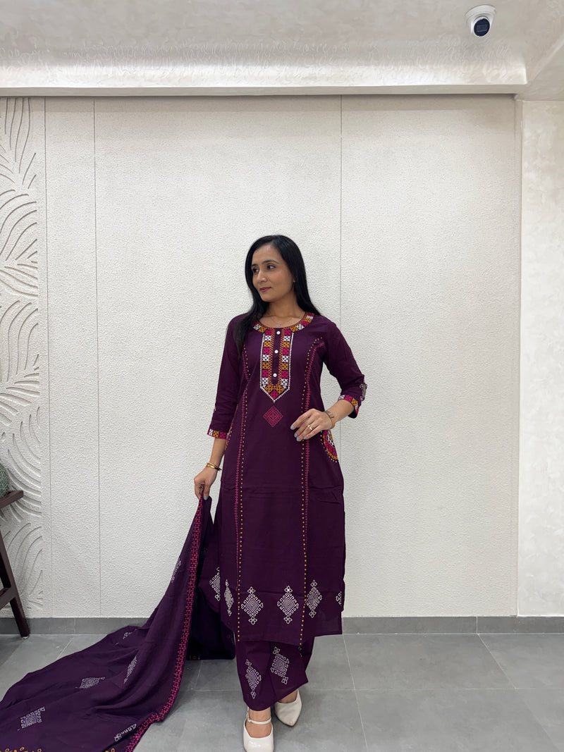 Deep Purple Kurti Set