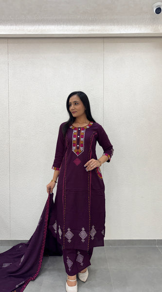 Deep Purple Kurti Set