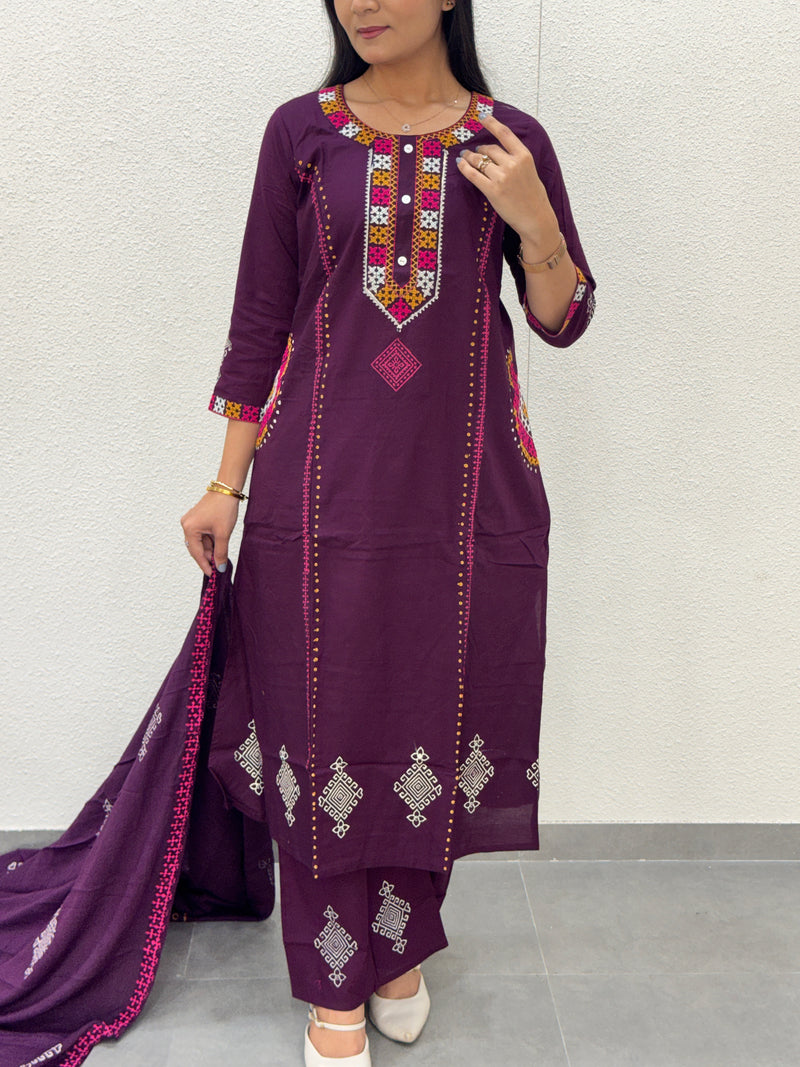 Deep Purple Kurti Set
