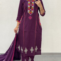 Deep Purple Kurti Set