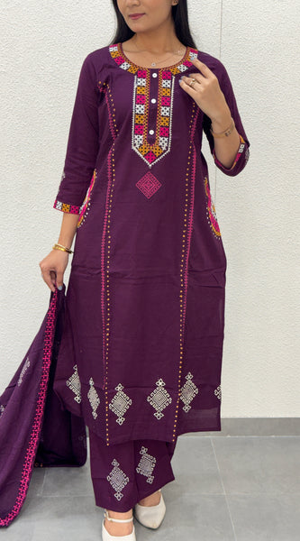 Deep Purple Kurti Set