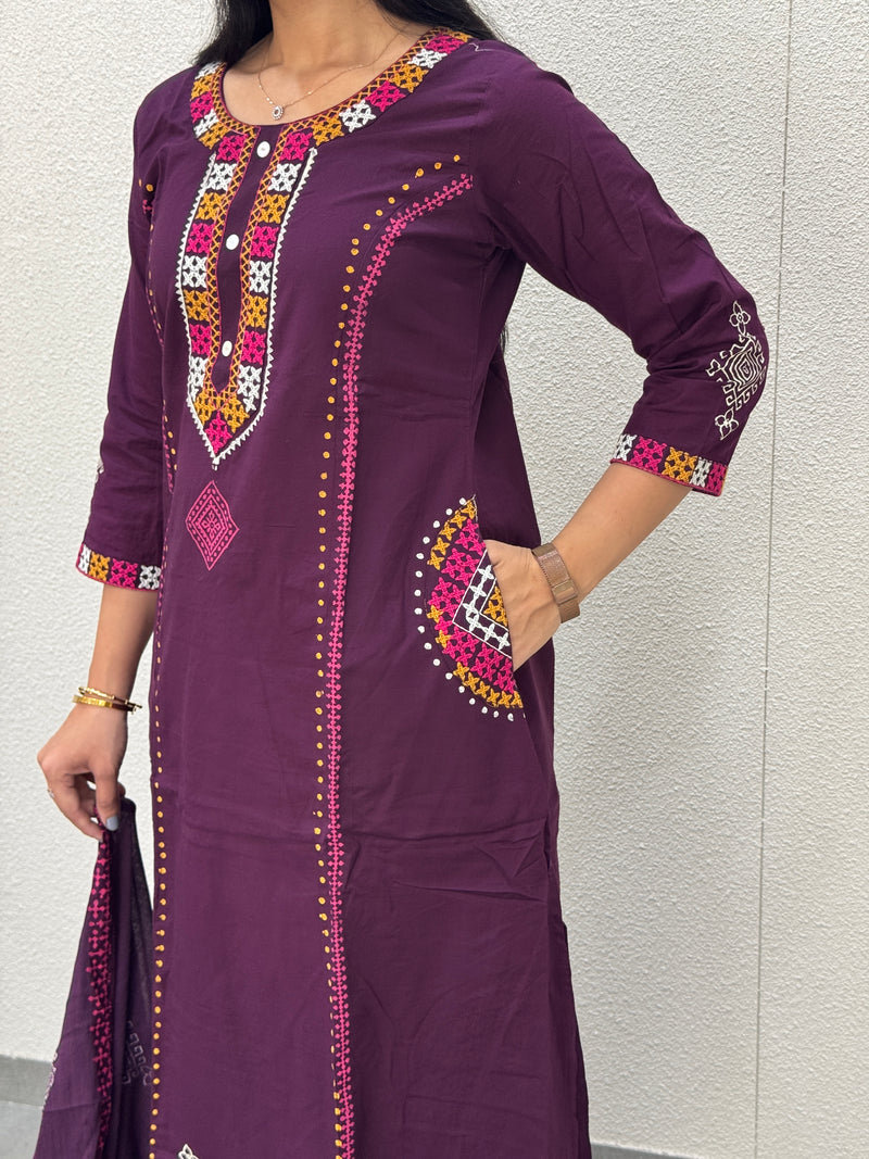 Deep Purple Kurti Set