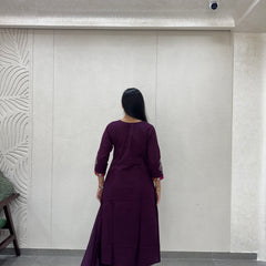 Deep Purple Kurti Set