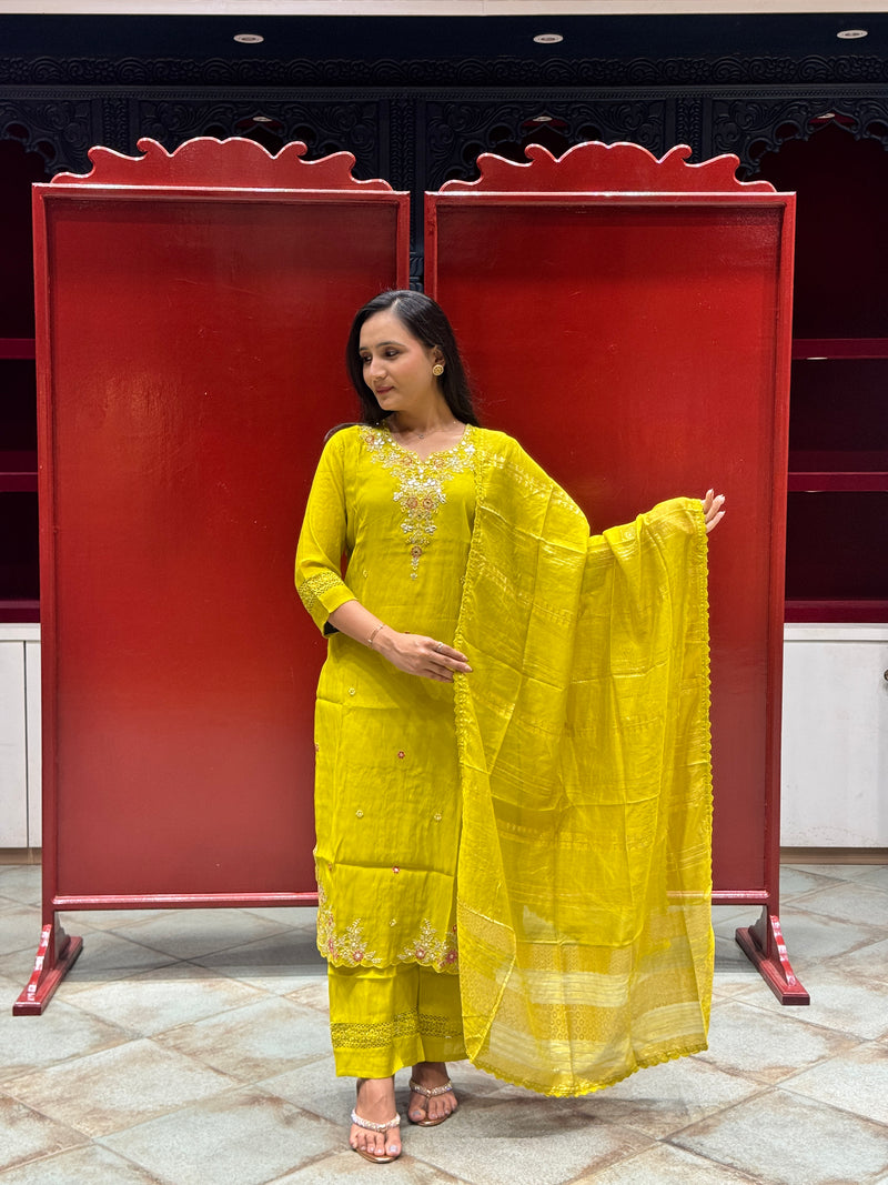 Lime Yellow Kurti Set