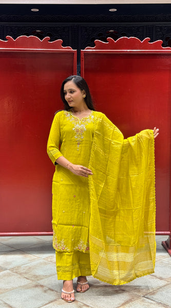 Lime Yellow Kurti Set
