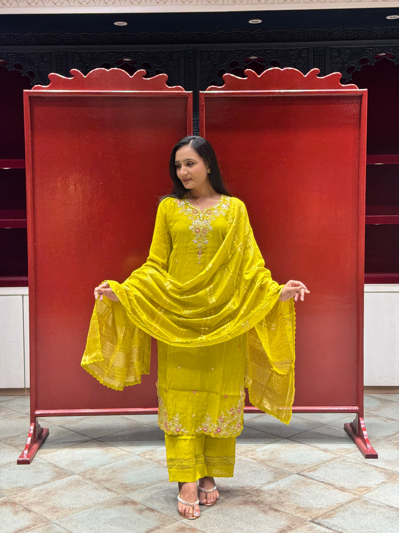 Lime Yellow Kurti Set