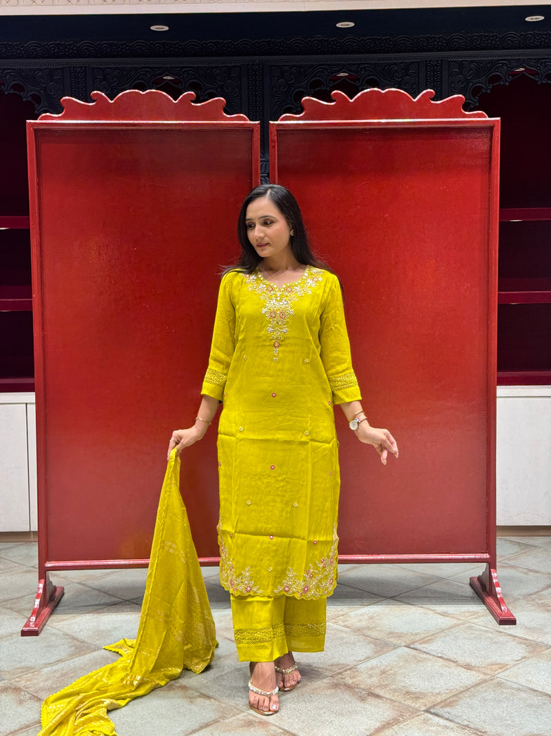 Lime Yellow Kurti Set