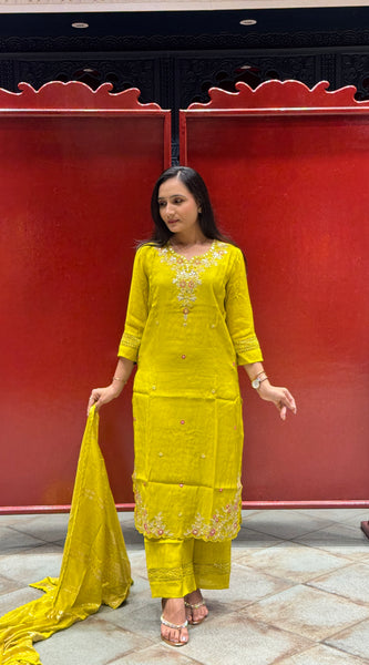 Lime Yellow Kurti Set