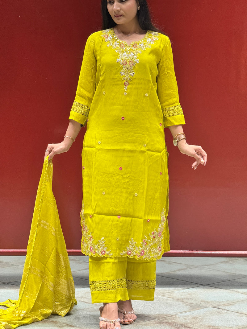 Lime Yellow Kurti Set