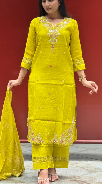 Lime Yellow Kurti Set