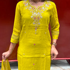 Lime Yellow Kurti Set