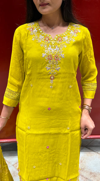 Lime Yellow Kurti Set