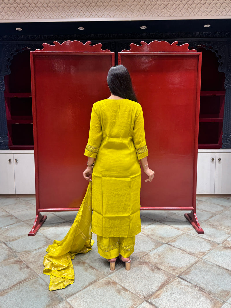 Lime Yellow Kurti Set