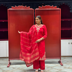 Crimson Red Kurti Set