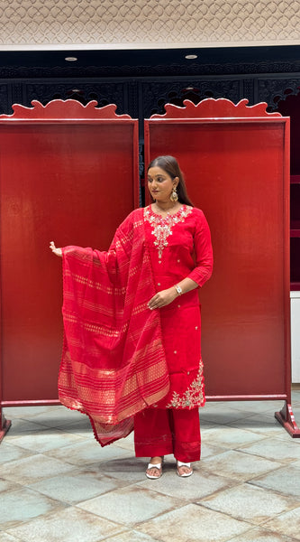 Crimson Red Kurti Set