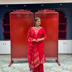 Crimson Red Kurti Set