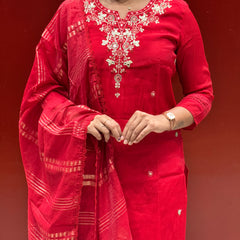 Crimson Red Kurti Set