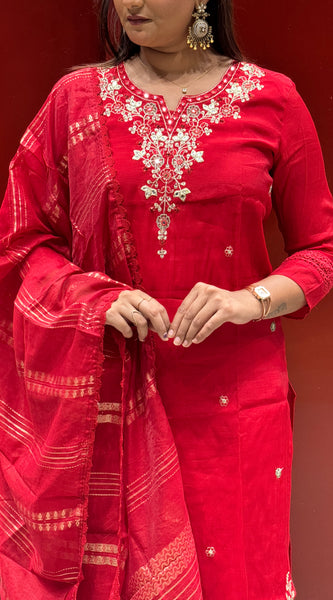 Crimson Red Kurti Set