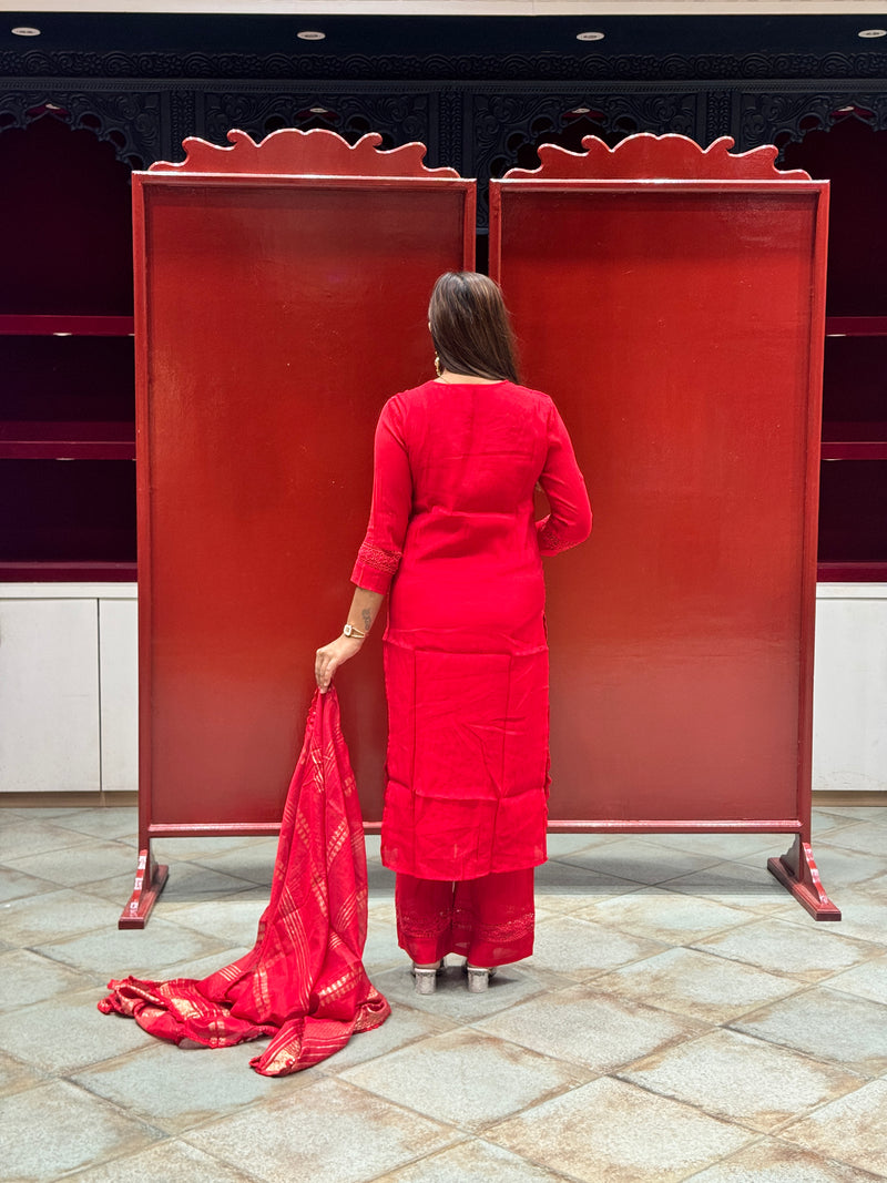 Crimson Red Kurti Set