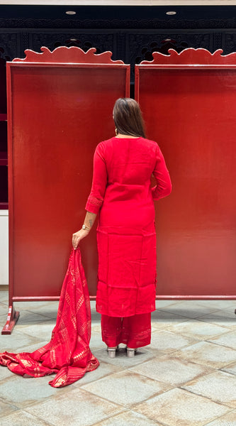 Crimson Red Kurti Set