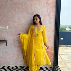 Sunshine Yellow Peacock Kurti Set