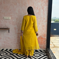 Sunshine Yellow Peacock Kurti Set