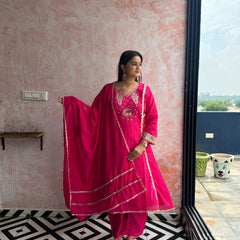 Rani Pink Peacock Kurti Set