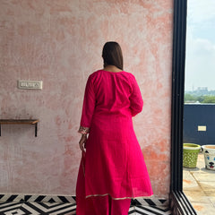 Rani Pink Peacock Kurti Set