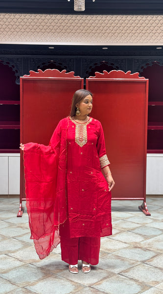 Crimson Red Kurti Set
