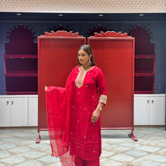 Crimson Red Kurti Set