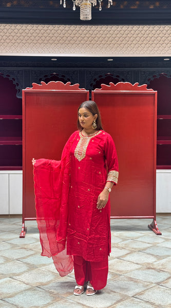 Crimson Red Kurti Set