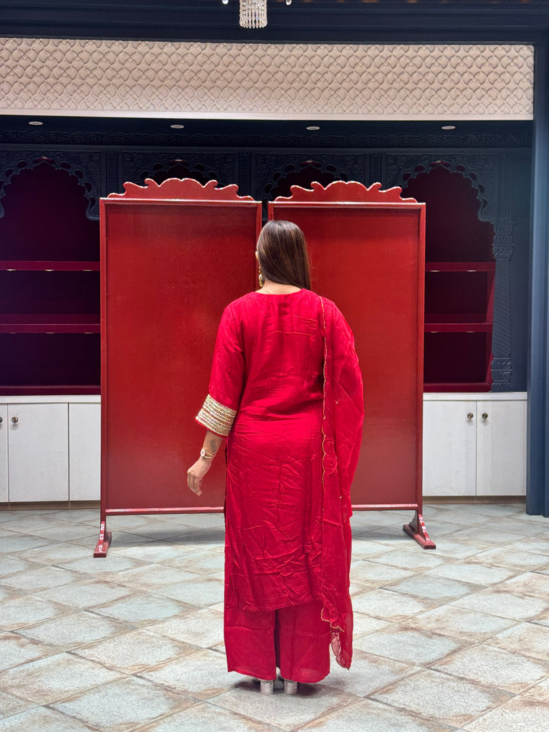 Crimson Red Kurti Set