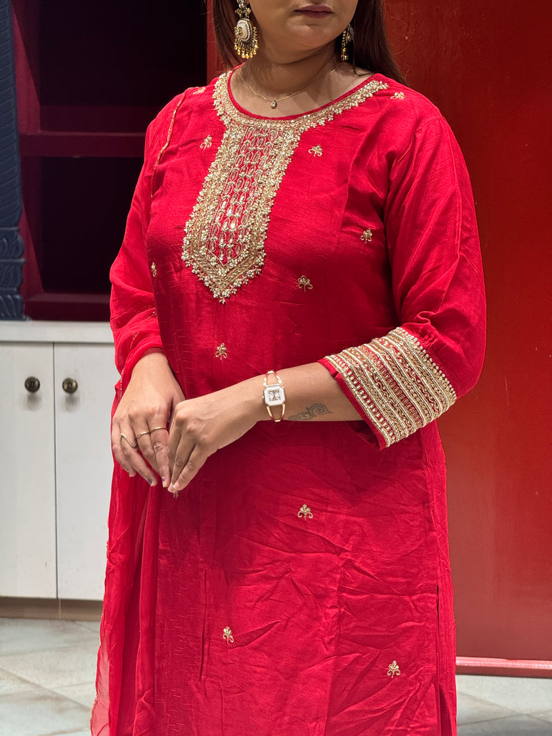 Crimson Red Kurti Set