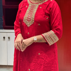 Crimson Red Kurti Set