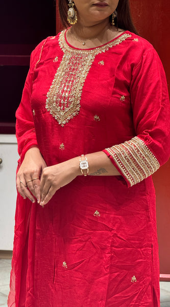 Crimson Red Kurti Set