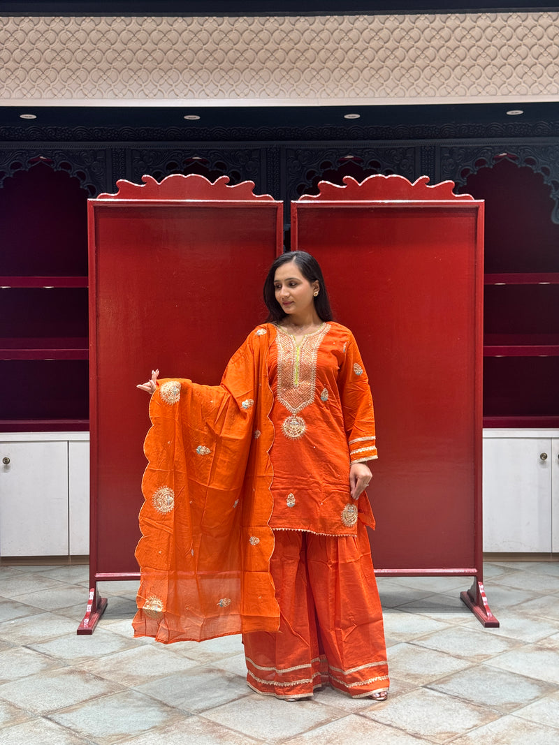 Vibrant Orange Kurti Set