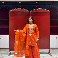Vibrant Orange Kurti Set