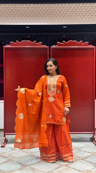 Vibrant Orange Kurti Set