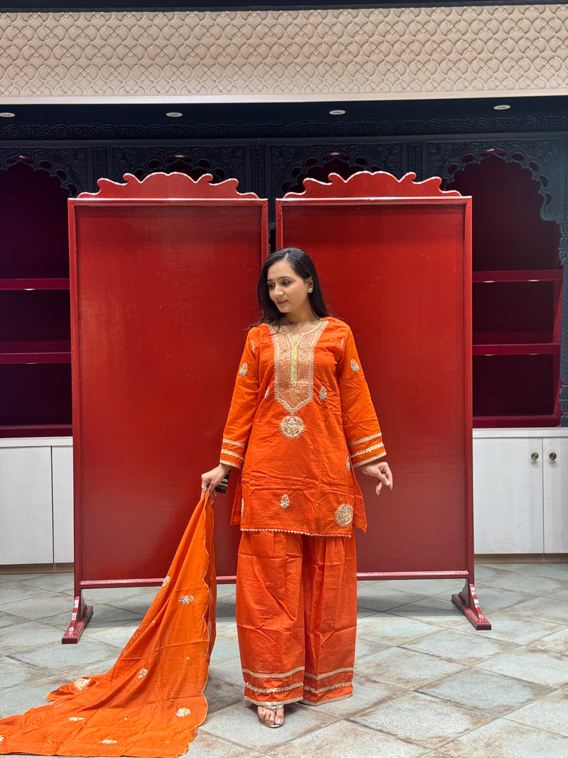 Vibrant Orange Kurti Set