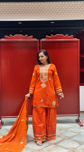 Vibrant Orange Kurti Set