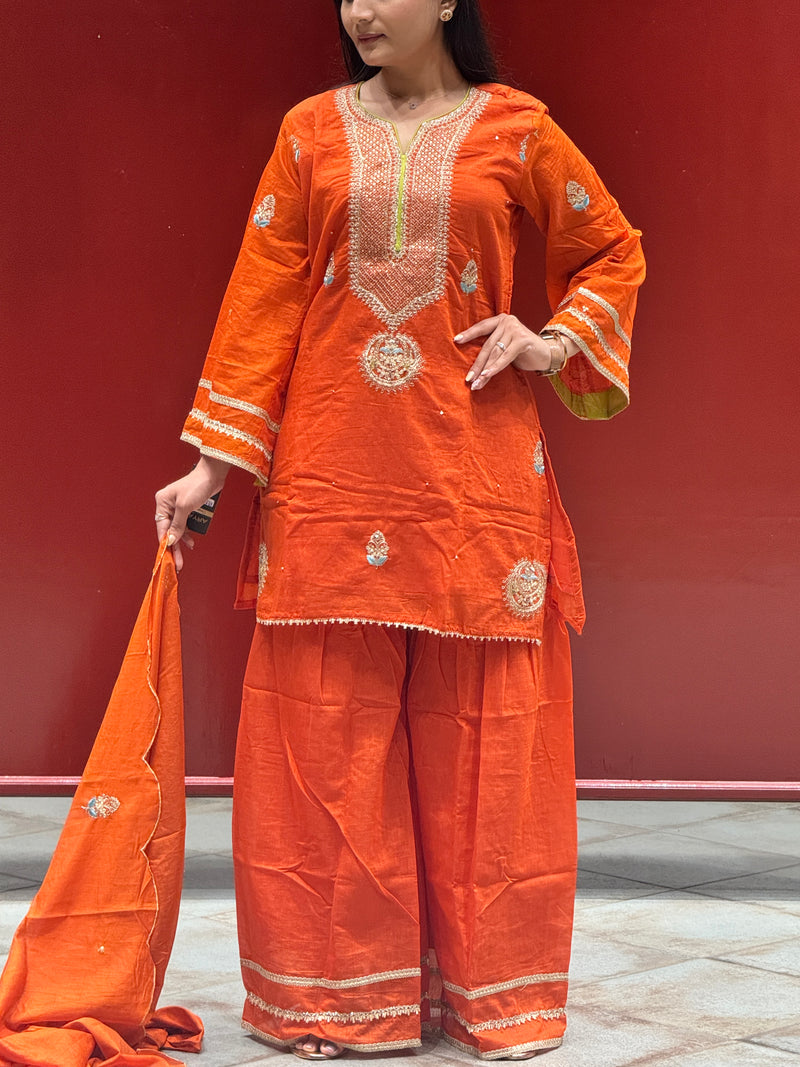 Vibrant Orange Kurti Set